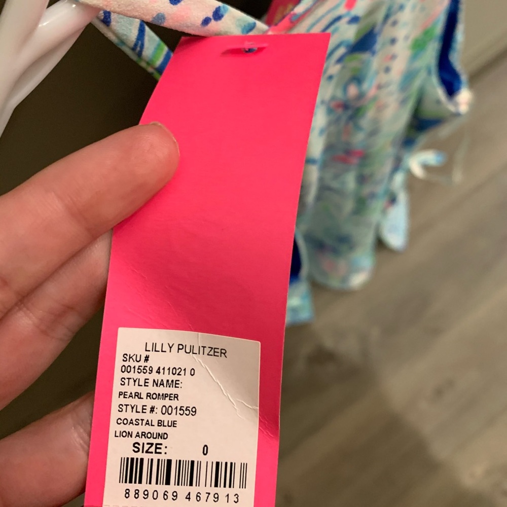 NWT LILLY PULITZER PEARL ROMPER COASTAL BLUE LION - Picture 8 of 12